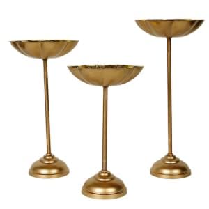 LUXURY LODGE Decorative Urli Bowl Tealight Holder Stand | Urli Stand Set of 3 for Decoration | Floating Diya Stand Home Decor Decorative Showpiece | Urli Bowl for Diwali and Pooja (Set of 3)