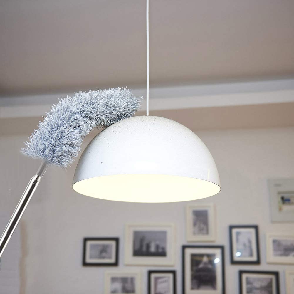 Hallstatt 2024 Upgraded Long Handle Microfiber Feather Ceiling Duster For Dust Cleaning Extendable Pole 30-100 Inch For Cleaning High Cobweb Stick High Ceiling Fan - Stainless Steel,Grey