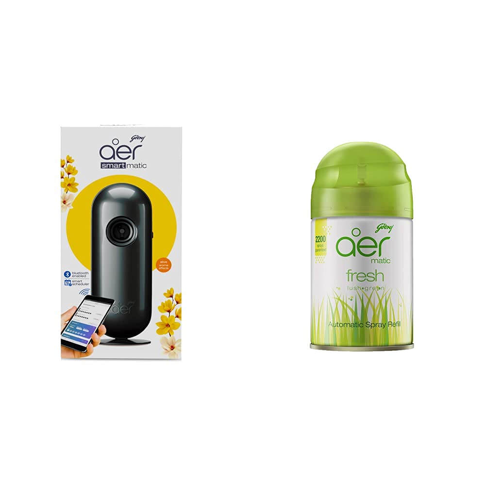 Godrej aer Matic Kit (Machine + 1 Refill) - Automatic Room Fresheners with Flexi Control Spray | Violet Valley Bloom | 2200 Sprays Guaranteed | Lasts up to 60 days (225ml)