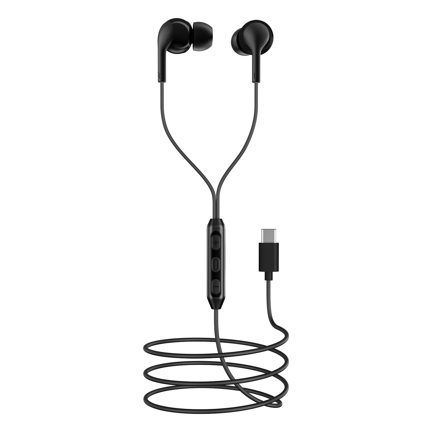 boAt BassHeads 100 C Wired Earphones with Type-C Jack, in-Line Microphone, 10mm Drivers, Signature Sound, Integrated Controls & Multi-OS Compatibility(Black)