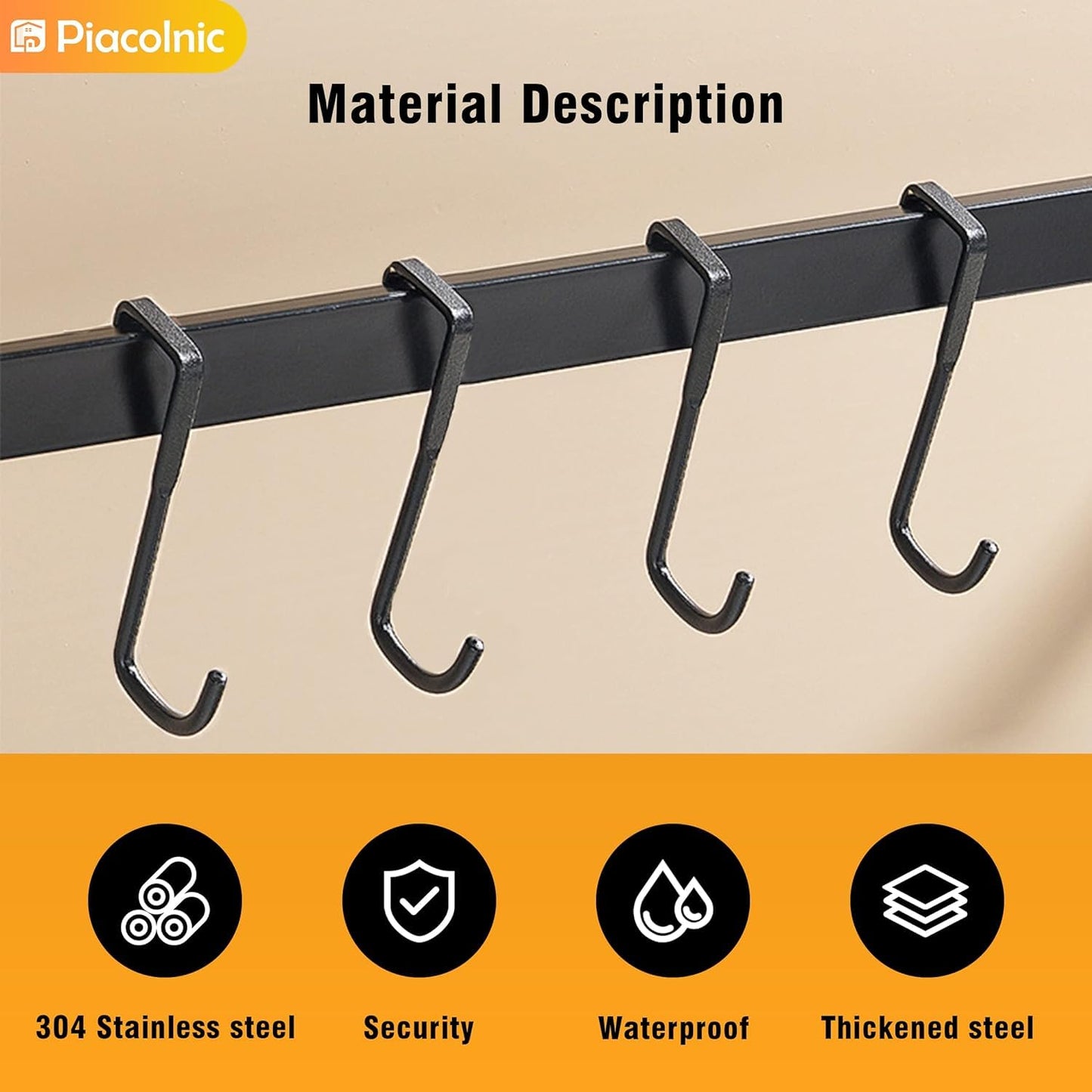 Boniry 1 Pcs Double-Row 12 Hooks for Kitchen Storage - Cupboard Hanging Organizer for Coffee, Tea Cups, Towels, and More | Versatile Metal Hooks for Home, Office