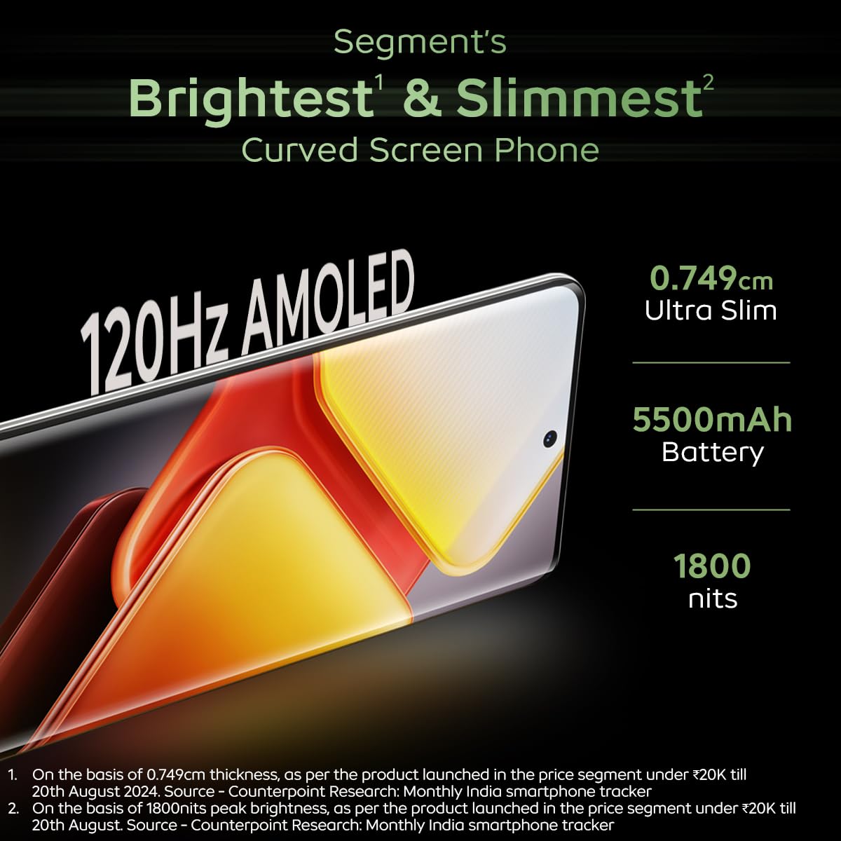 iQOO Z9s 5G (Onyx Green, 8GB RAM, 256GB Storage) | 120 Hz 3D Curved AMOLED Display | 5500 mAh Ultra-Thin Battery | Dimesity 7300 5G Processor | Sony IMX882 OIS Camera with Aura Light