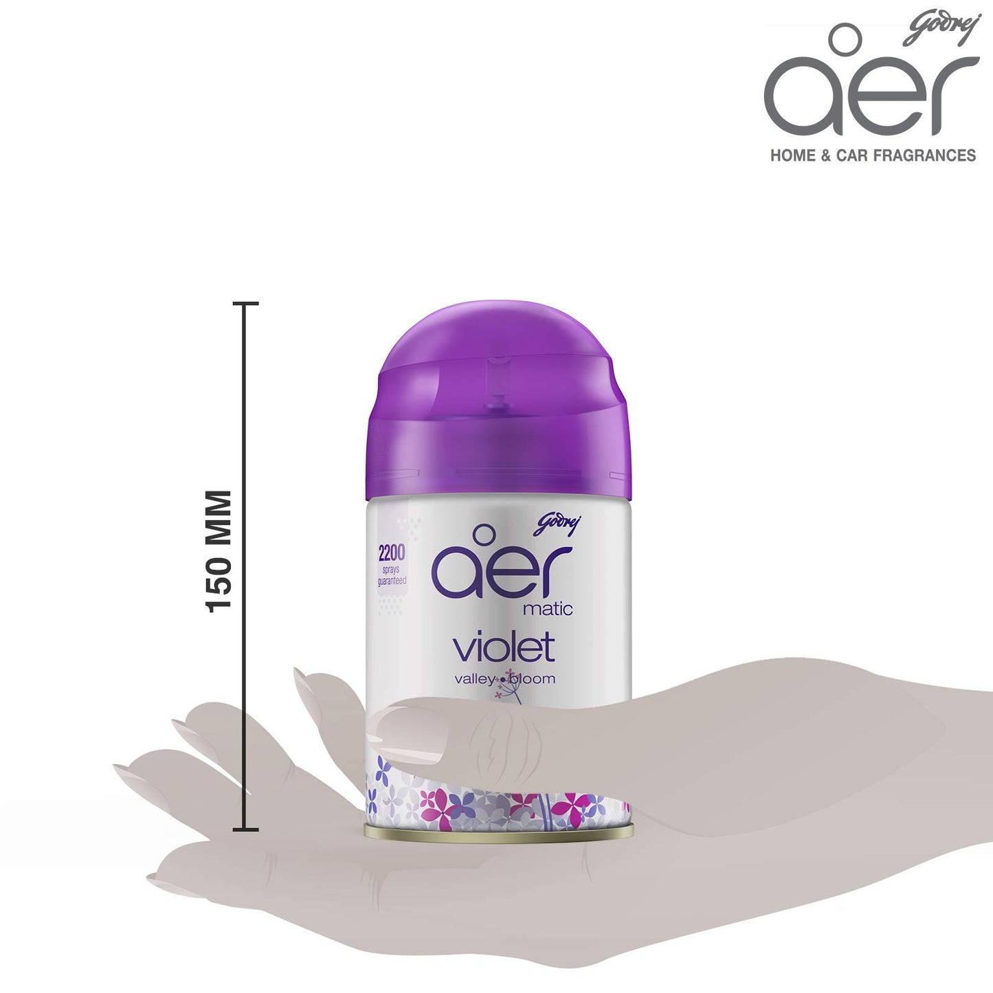 Godrej aer Matic Kit (Machine + 1 Refill) - Automatic Room Fresheners with Flexi Control Spray | Violet Valley Bloom | 2200 Sprays Guaranteed | Lasts up to 60 days (225ml)