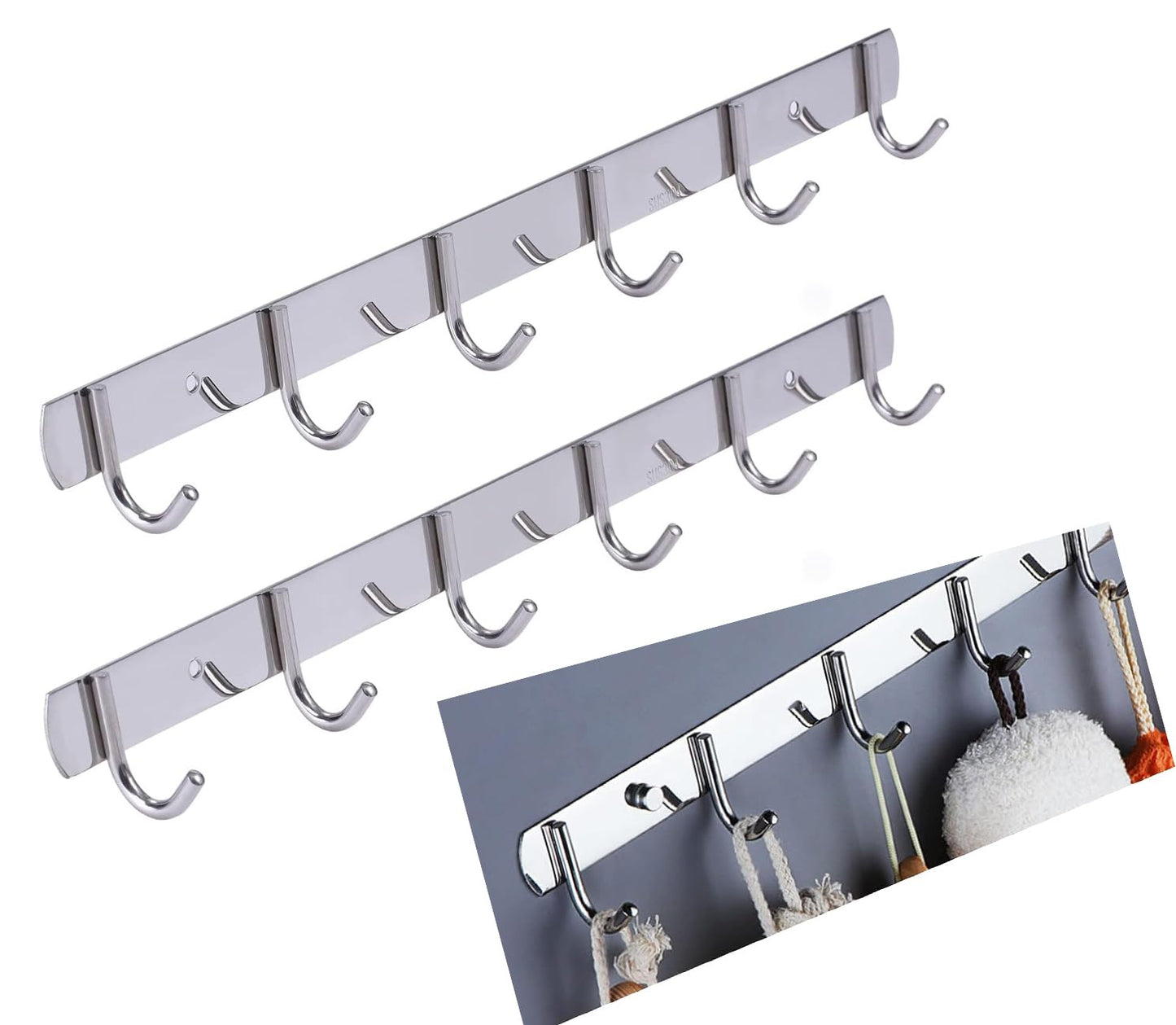 Boniry 1 Pcs Double-Row 12 Hooks for Kitchen Storage - Cupboard Hanging Organizer for Coffee, Tea Cups, Towels, and More | Versatile Metal Hooks for Home, Office