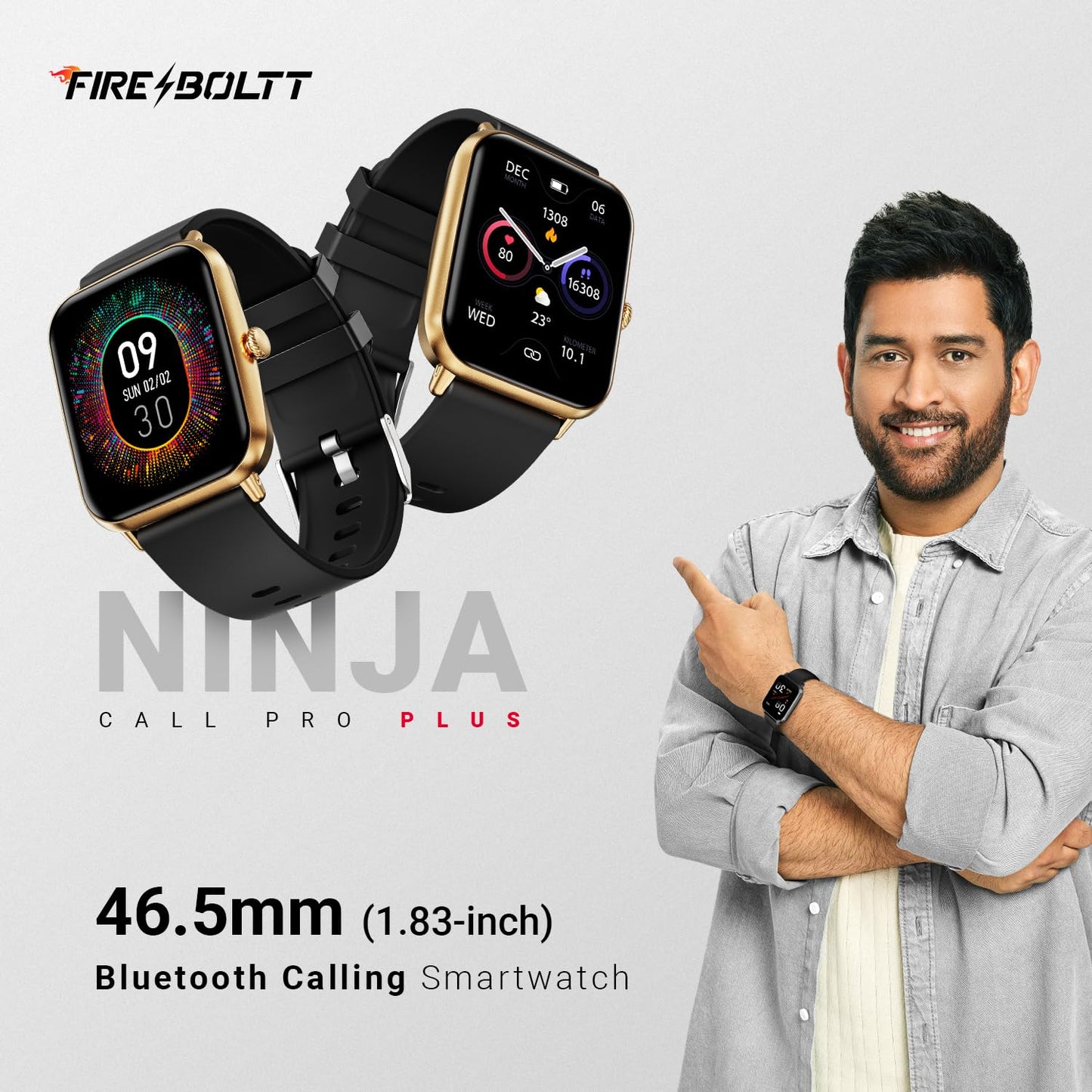 Fire-Boltt Ninja Call Pro Plus 46.48mm (1.83 inch) Smart Watch with Bluetooth Calling, AI Voice Assistance, 120 Sports Modes IP67 Rating, 240 * 280 Pixel High Resolution (Black)