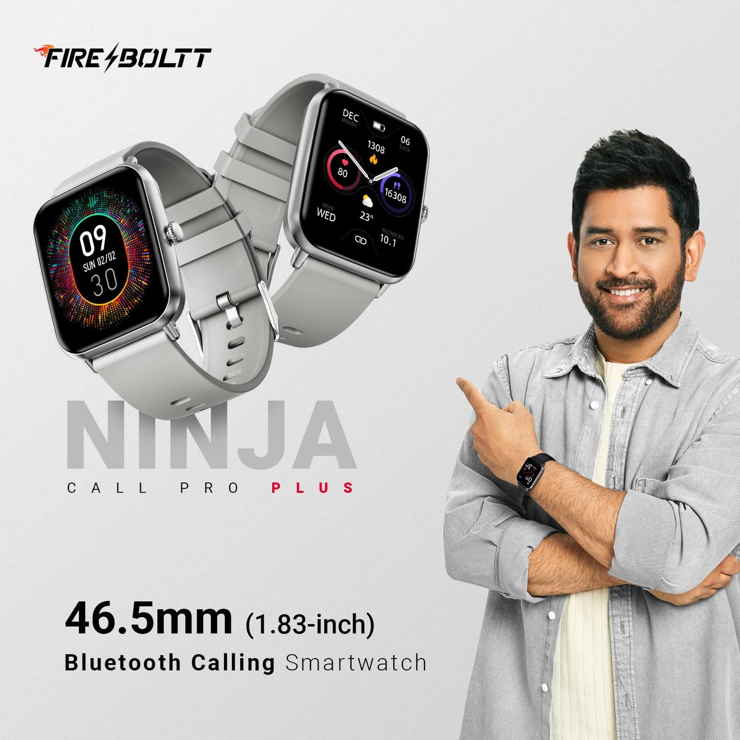 Fire-Boltt Ninja Call Pro Plus 46.48mm (1.83 inch) Smart Watch with Bluetooth Calling, AI Voice Assistance, 120 Sports Modes IP67 Rating, 240 * 280 Pixel High Resolution (Black)