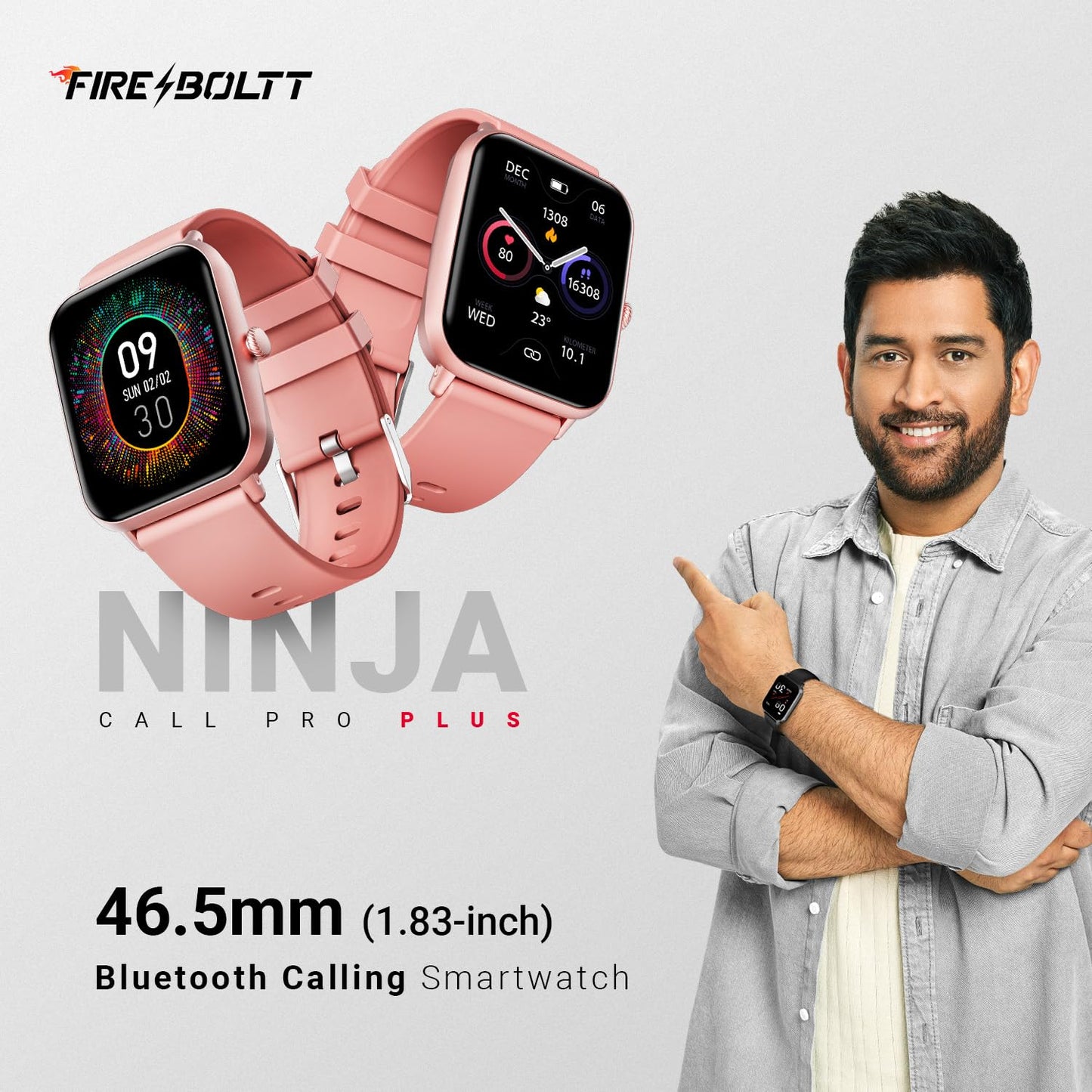 Fire-Boltt Ninja Call Pro Plus 46.48mm (1.83 inch) Smart Watch with Bluetooth Calling, AI Voice Assistance, 120 Sports Modes IP67 Rating, 240 * 280 Pixel High Resolution (Black)