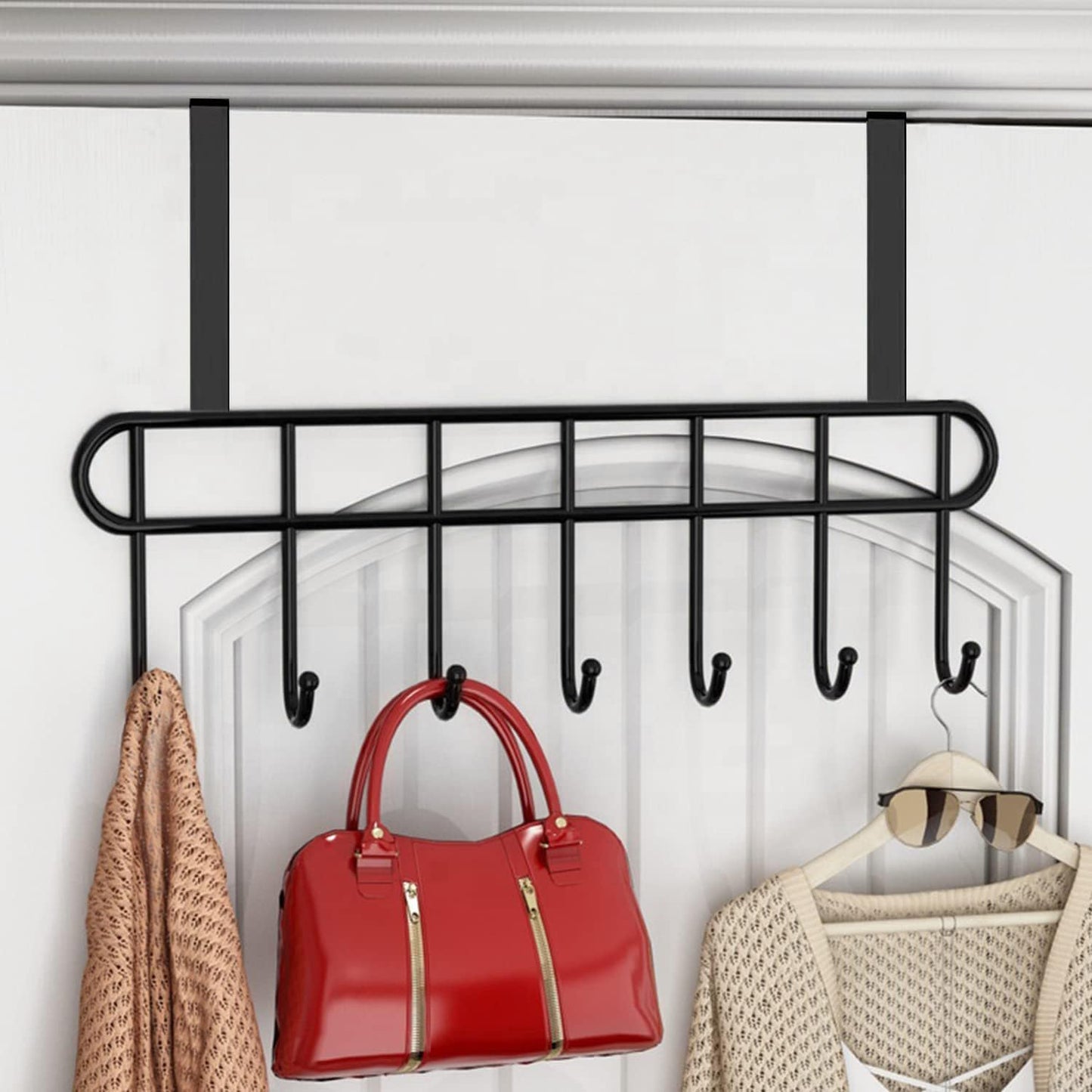 Boniry 1 Pcs Double-Row 12 Hooks for Kitchen Storage - Cupboard Hanging Organizer for Coffee, Tea Cups, Towels, and More | Versatile Metal Hooks for Home, Office