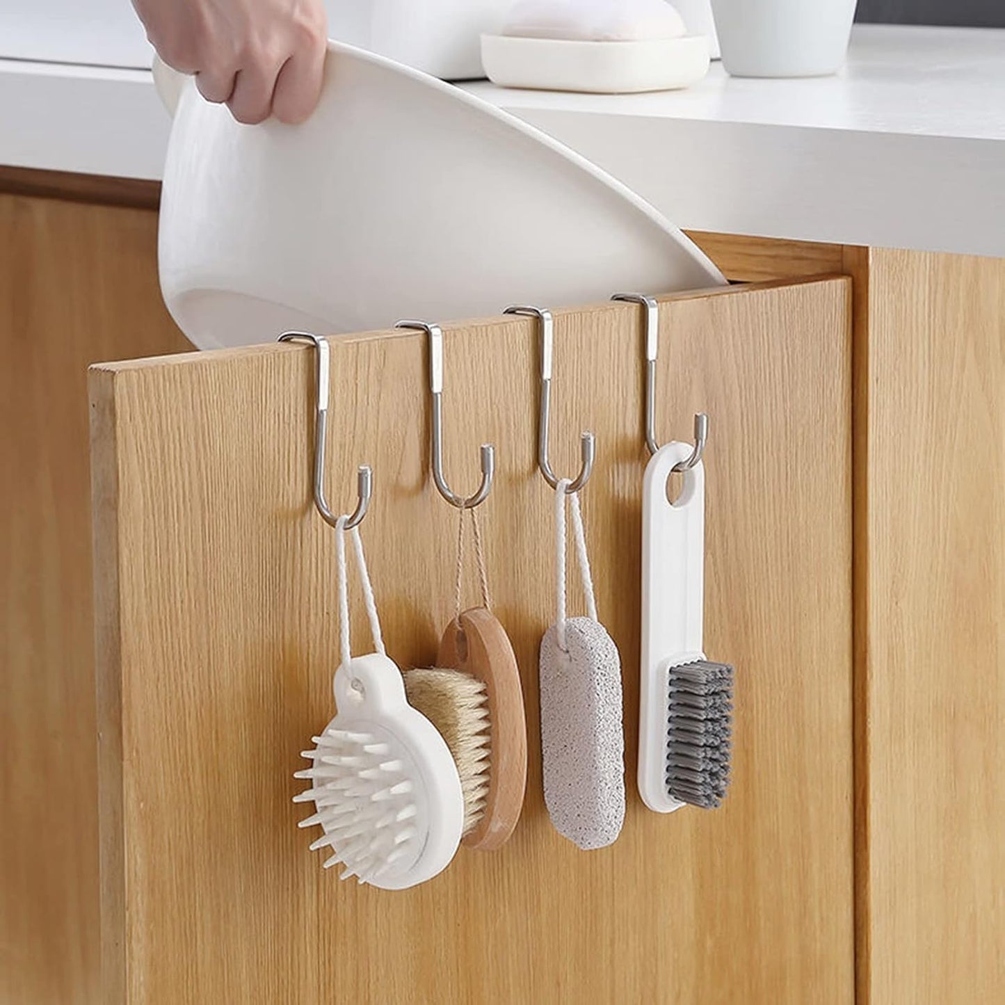 Boniry 1 Pcs Double-Row 12 Hooks for Kitchen Storage - Cupboard Hanging Organizer for Coffee, Tea Cups, Towels, and More | Versatile Metal Hooks for Home, Office