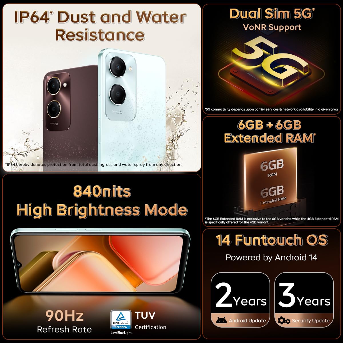 iQOO Z9 Lite 5G (Mocha Brown, 6GB RAM, 128GB Storage) | Dimensity 6300 5G | 50MP Sony AI Camera | Charger in The Box | Rs 1000 Off on All Bank Cards