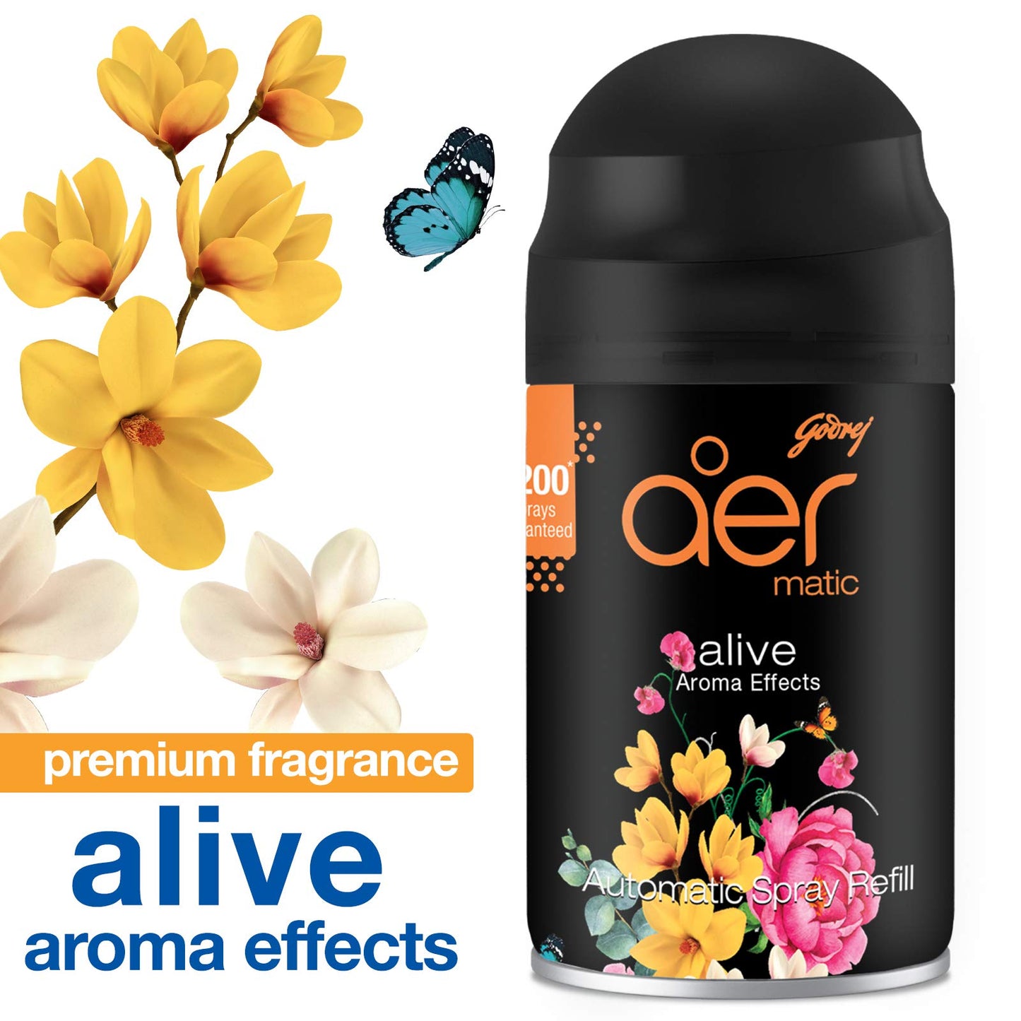 Godrej aer Matic Kit (Machine + 1 Refill) - Automatic Room Fresheners with Flexi Control Spray | Violet Valley Bloom | 2200 Sprays Guaranteed | Lasts up to 60 days (225ml)