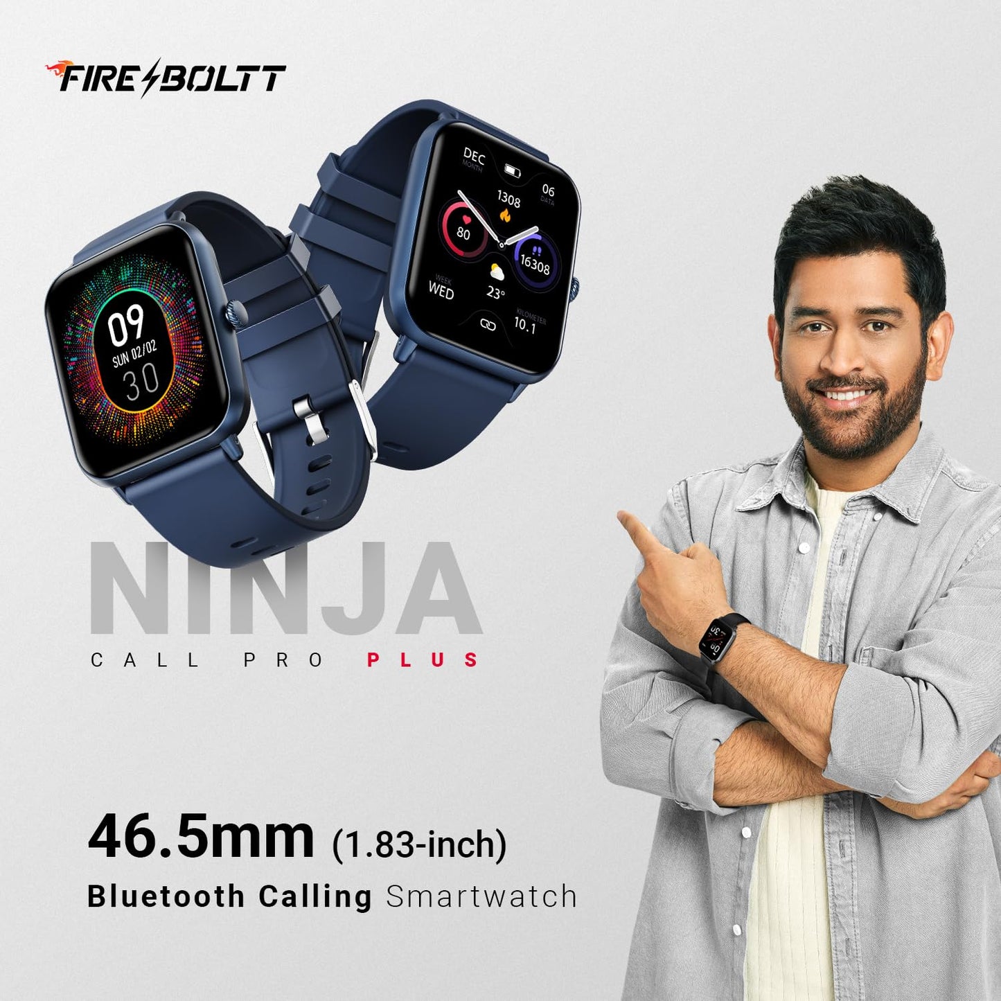 Fire-Boltt Ninja Call Pro Plus 46.48mm (1.83 inch) Smart Watch with Bluetooth Calling, AI Voice Assistance, 120 Sports Modes IP67 Rating, 240 * 280 Pixel High Resolution (Black)