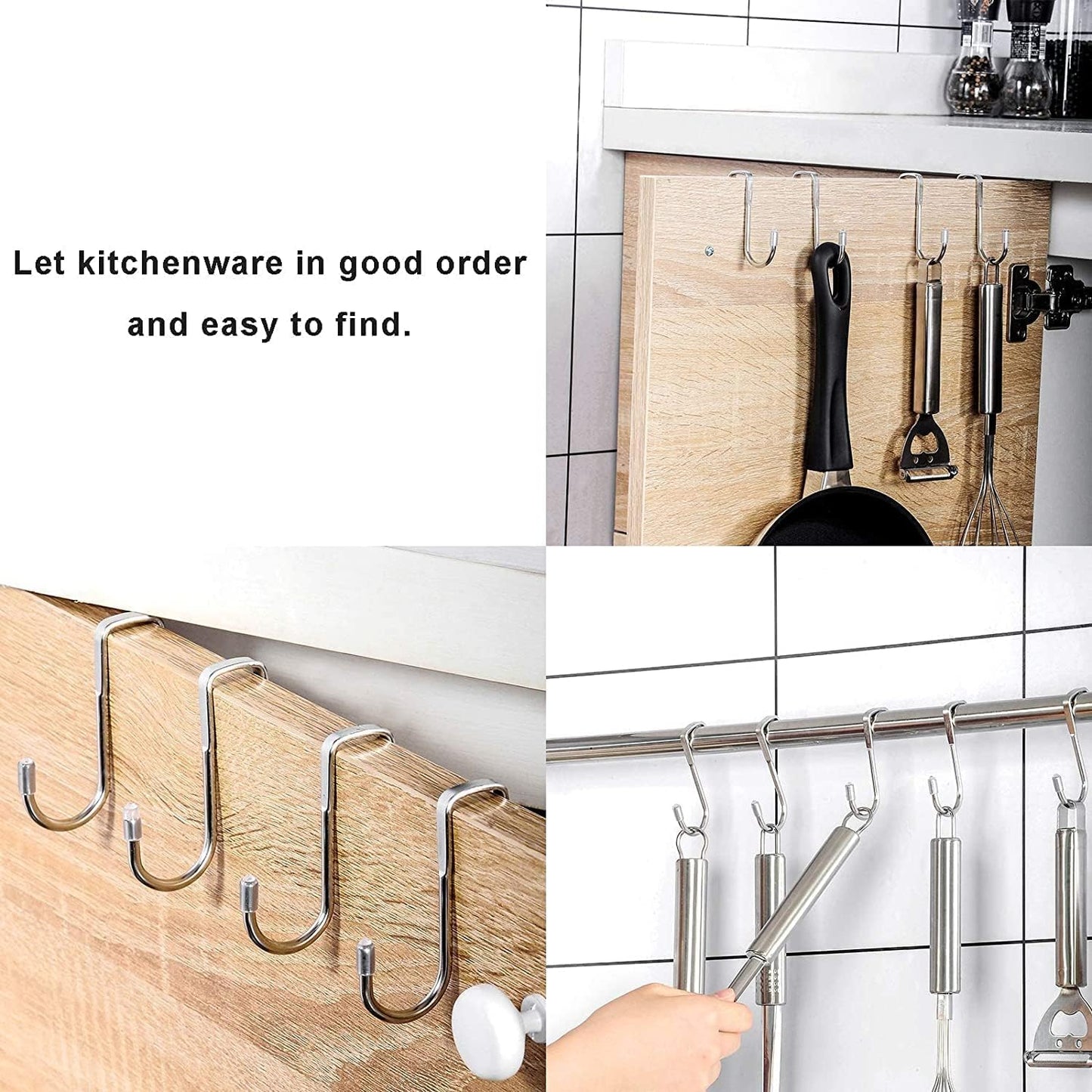 Boniry 1 Pcs Double-Row 12 Hooks for Kitchen Storage - Cupboard Hanging Organizer for Coffee, Tea Cups, Towels, and More | Versatile Metal Hooks for Home, Office